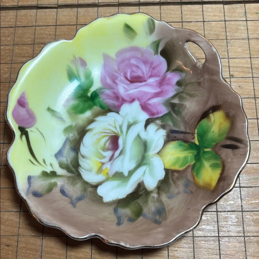 Lefton China 3 Dishes Lily of the Valley Leaf, Dogwood Tray Shape, Floral Design